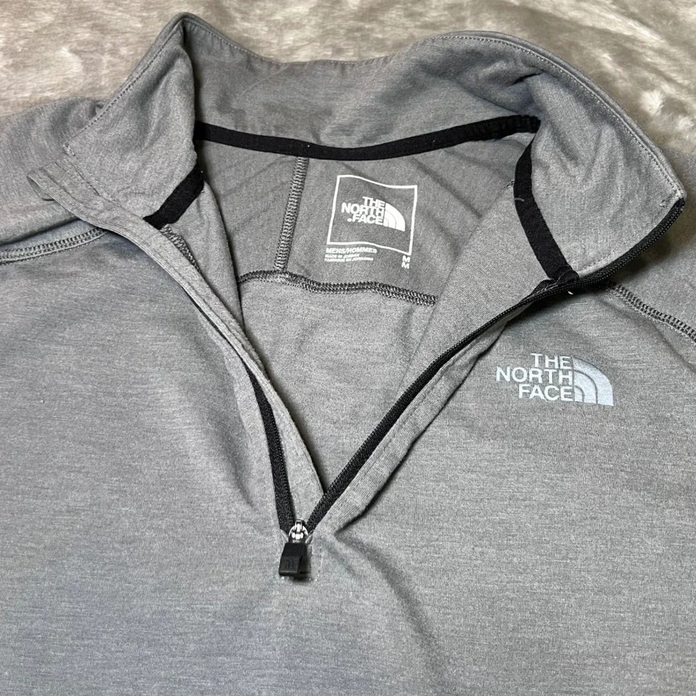 The‎ North Face Mens Size Medium FlashDry 1/4 Zip Pullover Grey Heather Gorpcore